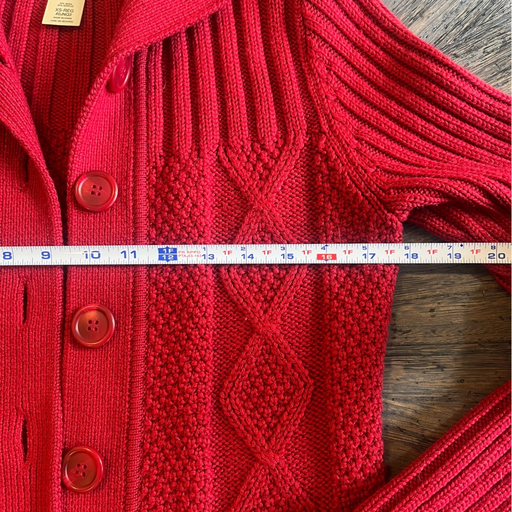L.L. Bean Cable Knit Wool Blend Cardigan Sweater – Red – Women’s XS - Picture 7 of 8